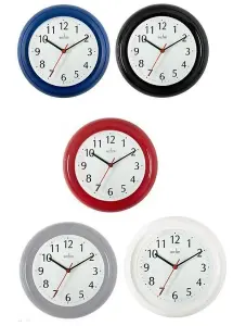 Acctim Wycombe Kitchen Office Quartz Numeric Numbers Wall Clock 22cm 21412 - Blue