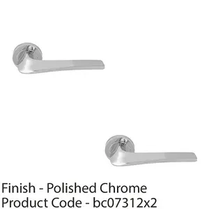 2 PACK - Premium Twisted Bar Door Handle Set - Polished Chrome Designer Lever on Round Rose