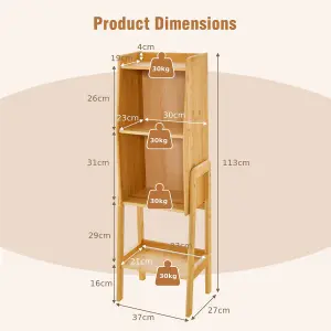 Costway 4 Tier Bamboo Bookshelf Free Standing Tall Bookcase Storage Organizer Rack Shelf