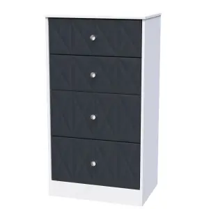 San Jose Ready assembled Indigo & white 4 Drawer Chest (H)1063mm (W)746mm (D)395mm