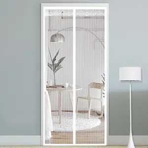 Magic Curtain Door Mesh Magnetic Fastening Bug Screen (White)