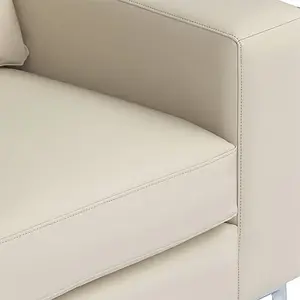 Baltic Faux Leather 2 Seater Sofa In Ivory