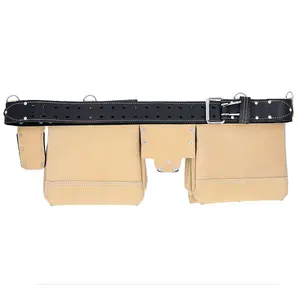 TOUGH MASTER Suede Tool Pouch Belt Apron Multi Pocket with 2 Hammer Loops & Tape Holder - 1.6 Metres (TM-154SP)