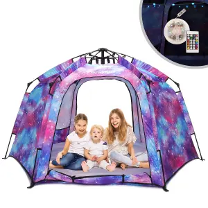 XL Indoor Kids Tent Playhouse - Portable Large Pop Up Teepee Sleepover Dome Gazebo Den for Boys Girls Children with Lights Windows