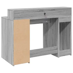 Berkfield Desk with LED Lights Grey Sonoma 120x55x91 cm Engineered Wood