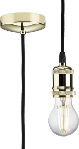 Luminosa 1.8m E27 Vintage Pendant Set - Polished Brass 230V IP20 80W