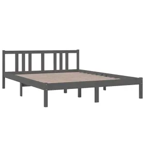 Berkfield Bed Frame Grey Solid Wood 150x200 cm King Size