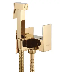 Invena Gold Black Chrome Concealed Bidet Tap In-Wall Bathroom Wallmounted Brass Shower Sprayer Mixer