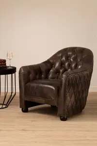 Victor Grey Leather Classic Armchair