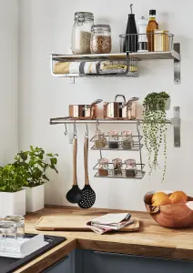 GoodHome Chrome effect Non-magnetic Steel Wall organiser shelving