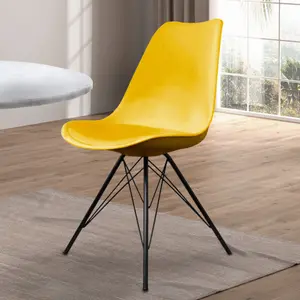 Soho Yellow Plastic Dining Chair with Black Metal Legs