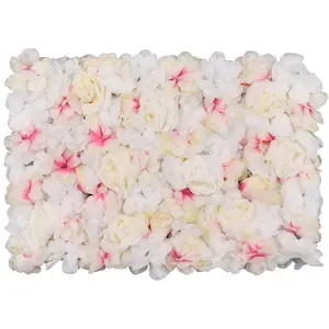 Artificial Flower Wall Backdrop Panel, 60cm x 40cm, White Jasmine & Pink Shade