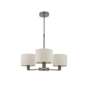 Anson Lighting Baja 3lt Pendant light finished in Dark antique bronze plate and marble fabric