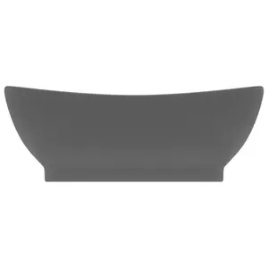 Belfry Bathroom Pearlene 390mm W Ceramic Oval Sink with Overflow Dark Grey