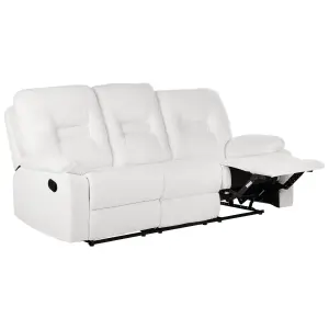 3 Seater Fabric Manual Recliner Sofa White BERGEN