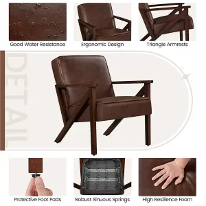 Yaheetech Dark Brown Extra-wide Faux Leather Armchair