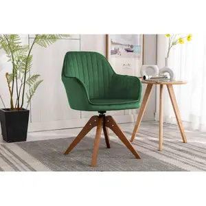 Upholstered Swivel Dining Chair Green Velvet