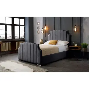 Nelson Plush Velvet Steel Bed Frame