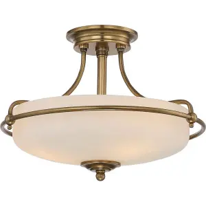 Elstead Griffin 3 Light Semi-Flush Light - Weathered Brass, E27