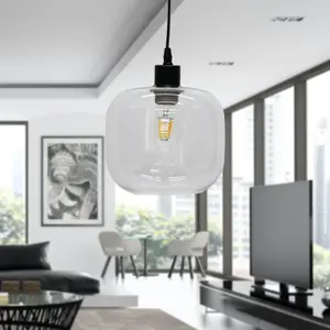 First Choice Lighting Set of 2 Bletch Clear Glass Easy Fit Pendant Shades