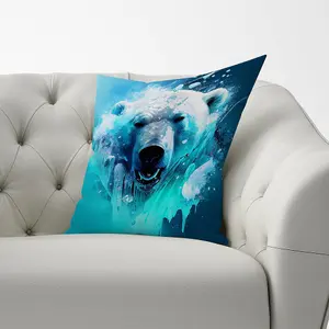 Polar Bear Face Splashart Cushions 60cm x 60cm