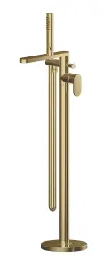 Current Round Floor Standing Bath Shower Mixer Tap with Kit - Brushed Brass - Balterley