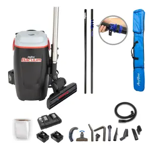 SkyVac Bacuum High-Level Back-Pack Vacuum Mains Powered 5.5M Telescopic Pole Package