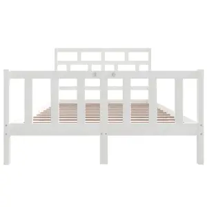 Berkfield Bed Frame White Solid Wood Pine 160x200 cm 5FT King Size