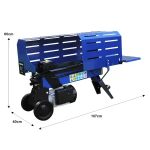 Log Splitter 5 Ton Hydraulic 3L Electric 2000 Watt Motor Wood Timber Cutter 2 Blades Duoblade 370mm Max Log Length