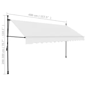 Berkfield Manual Retractable Awning with LED 400 cm Cream