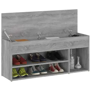 Berkfield Shoe Bench Grey Sonoma 105x30x45 cm Engineered Wood