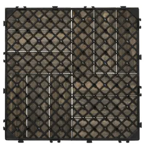 Outsunny 27 Pcs Wooden Interlocking Decking Tiles Charcoal Grey