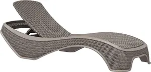 Homeology MALDIVES Warm Grey Prestigious Outdoor Rattan-Style Adjustable Sun Lounger - Pre-Assembled