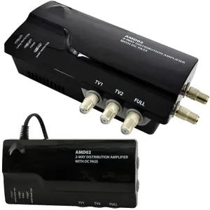 2 Way TV Aerial Distribution Amplifier 4G Amp Splitter Booster F type Coaxial DC