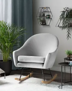 Rocking Chair OXIE Velvet Light Grey