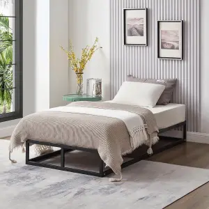 House of Home Single Bed Frame Black Extra Strong Platform Metal Frame Bedroom Easy Build