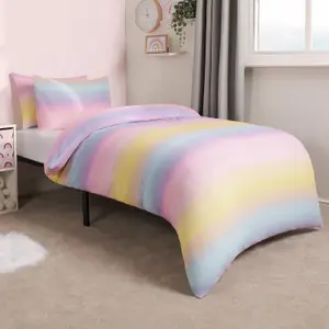 Rainbow Duvet Cover with Pillowcase Quilt Bedding Set Reversible - Double