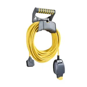 Masterplug EXU1513/1IPY/CHT-BD IP54 Rated 1 socket 13A Grey & yellow Extension lead, 15m