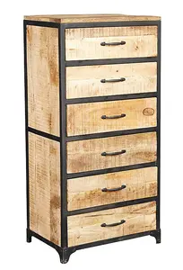 Cosmo Industrial Tall Chest - Solid Mango Wood - L40 x W60 x H120 cm