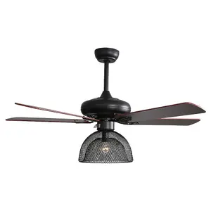 Industrial 5-Blade Ceiling Fan Light with Remote Control 17 Inch