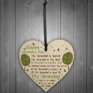 Red Ocean Fathers Day Gift For Grandad Wooden Heart Grandad Plaque Thank You Keepsake