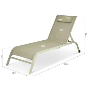 Bali Metal Reclining Sun Lounger Sage Green Set of 2