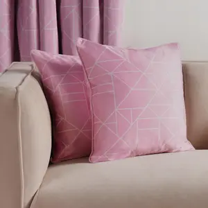 4 Pack Geo Matte Velvet Cushion Covers, Blush - 45 x 45cm