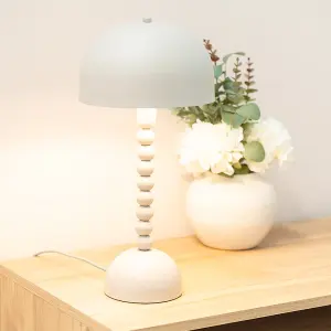 ValueLights Clement Grey Pebble Abstract Bedside Table Lamp with a Dome Lampshade - Bulb Included