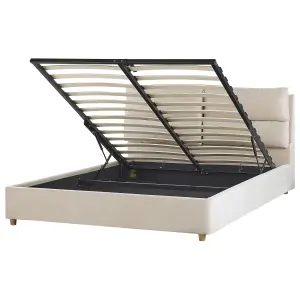 Velvet EU King Size Ottoman Bed Light Beige BATILLY