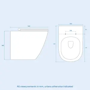 Nes Home Wila White Rimless Wall Hung Toilet With Ultra Slim Soft Close Seat