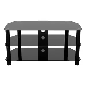 AVF Classic 1m Glass Corner TV Stand with Cable Management for TVs up to 50" - Black