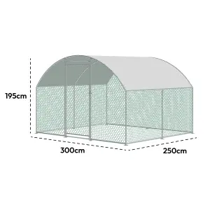 KCT Large Walk-In Chicken Run / Duck Pen - 2.5 x 3m - Outdoor Garden Pet/Dog Enclosure Kennel Hen Coop - Galvanised