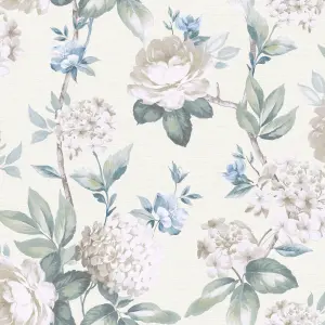 Keeka Floral Blue Cream Wallpaper