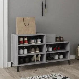 Berkfield Shoe Cabinet Grey Sonoma 102x36x60 cm Engineered Wood